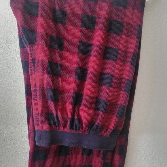 Nautica Pajamas pants shirt red black plaid long sleeve top button closure XXL - Picture 4 of 6